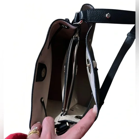 Kate Spade New York Black Leather Crossbody/Bucket Bag – Adjustable Strap - Picture 5 of 11